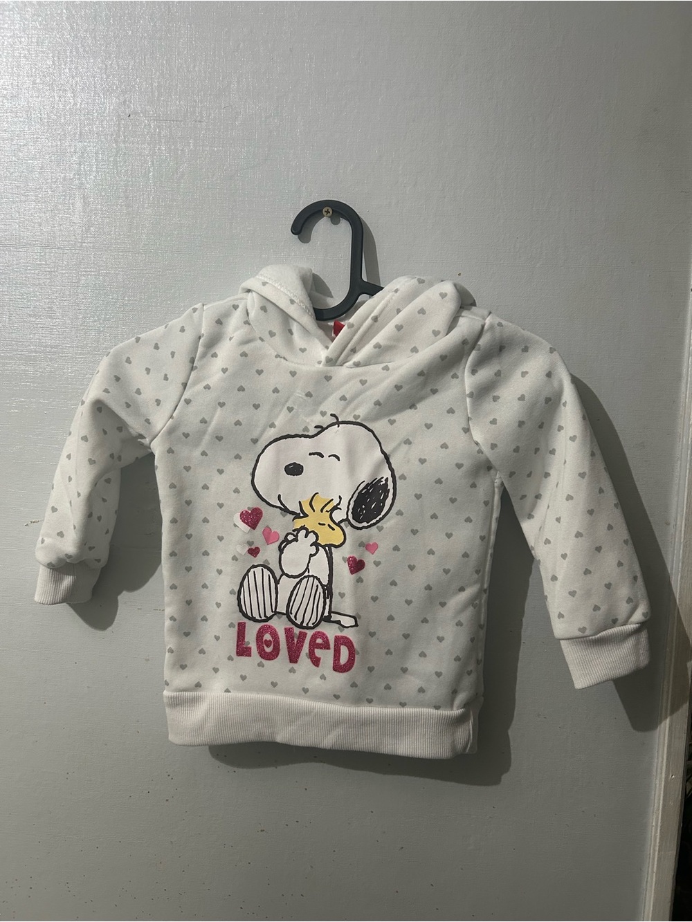 Peanuts White Hooded Kids Sweatshirt with Snoopy & Woodstock 'Loved'